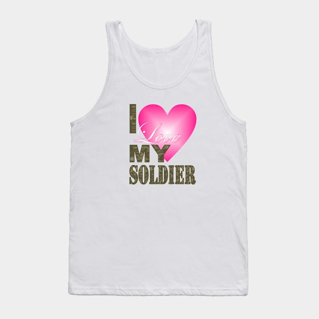 1980s camo camouflage I Love My Soldier Military Family Tank Top by Tina